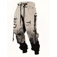 thumbnail image 3 of Men's Aztec Print Sweatpants Novelty Graphic Casual Loose Elastic Waist Drawstring Baggy Plus Size Pants For Men Gray 3XL, 3 of 4