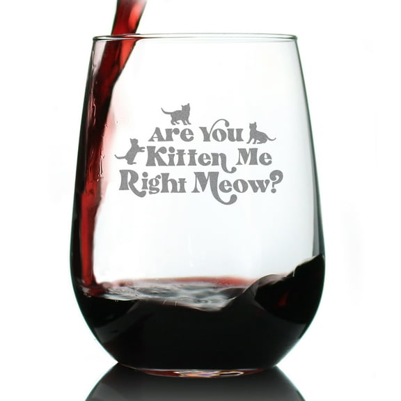 Bevvee Stemless Wine Glass 17 oz Kitten Me Right Meow Cat Lover Gifts Wine Glasses