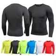 thumbnail image 4 of Men Long Sleeve Sports Compression Basketball Running Tops Tight T Shirts Fast Drying Fitness GYM Base Layer Tops White S, 4 of 15