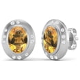 thumbnail image 2 of 7x5 MM Oval Shape Bezel Set Citrine 925 Sterling Silver Dainty Valentines Day Gifts Women Stud Earring, 2 of 4