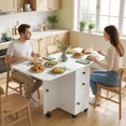 thumbnail image 2 of HOMCOM Foldable Dining Table, Drop Leaf Table on Wheels, Marble White, 2 of 10