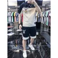 thumbnail image 2 of Conjuntos de camisetas y pantalones cortos con estampado de alfabeto para hombre, ropa deportiva gráfica para gimnasio, conjuntos de pantalones cortos para hombre, tendencias, disfraces, oferta, estil, 2 of 4