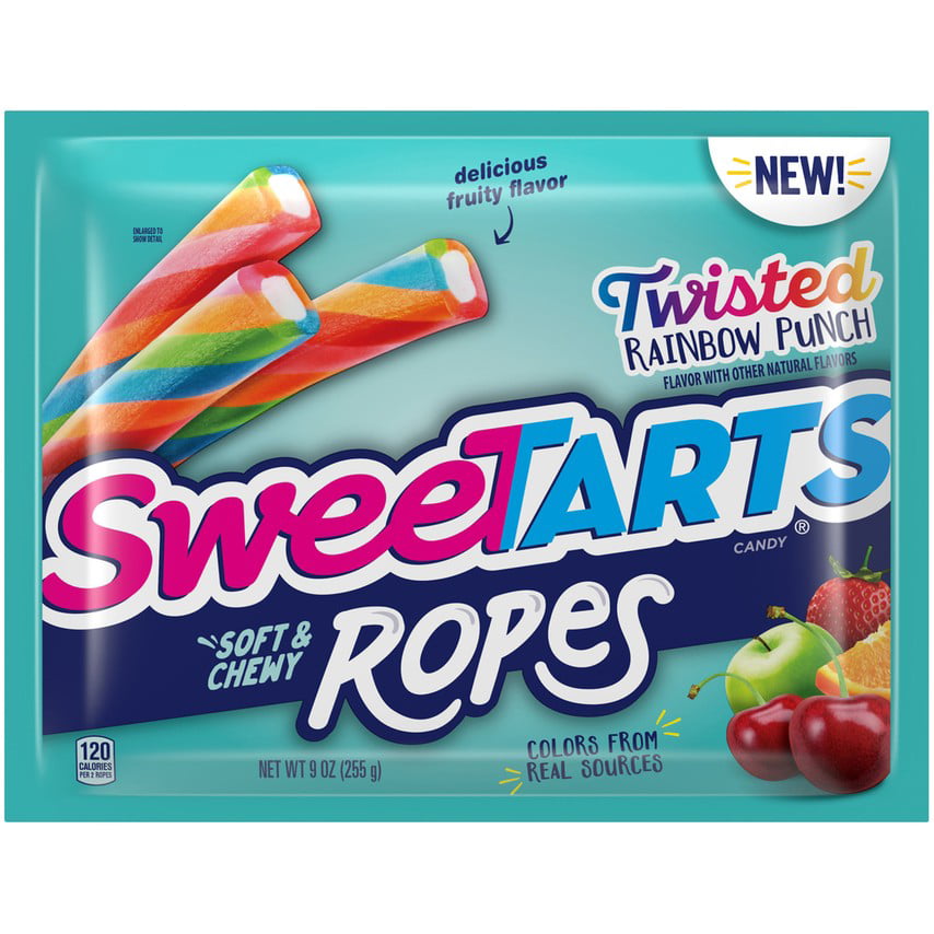 Buy SweeTARTS Soft & Chewy Ropes Twisted Rainbow Punch Candy Bag, 9 Oz ...