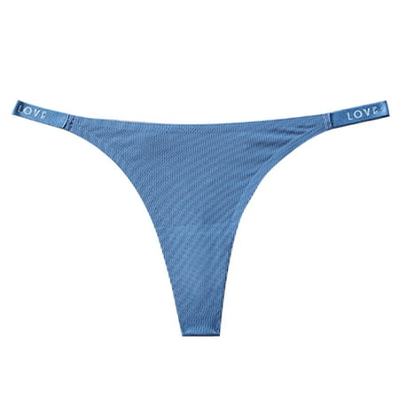 Scyoekwg Thongs for Womens Thong Ladies Panties Breathable Solid Color Fashion Low Waisted Bikini Underwear Hipster Panties G-string Panties Thong Briefs(Blue L)
