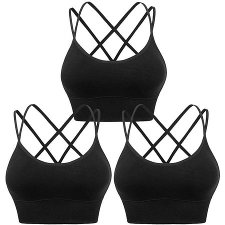 

Knosfe Women s Support Criss Cross Bralette Comfort Strappy Cami Yoga Bras Plus Size 3 Pack L