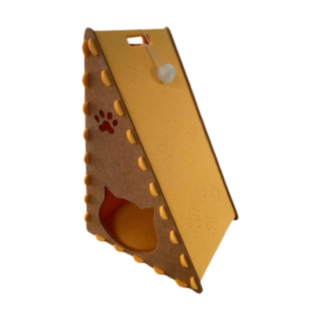 koolsoo Maison pour Chat, Fournitures pour Chat, Lit de Sommeil Confortable pour Chaton, Marron Jaune