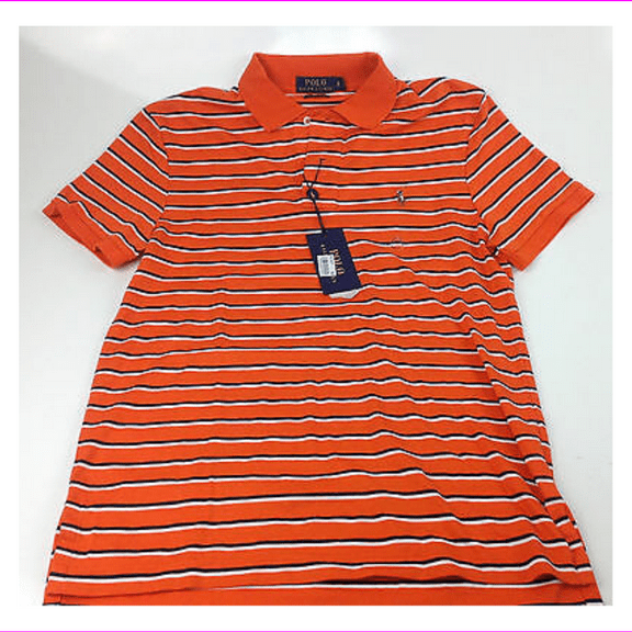 Polo Ralph Lauren Striped Pima Soft-touch Polo S Orange Multi S