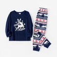 thumbnail image 5 of PatPat Christmas Deer and Letters Print Navy Family Matching Long-sleeve Pajamas Sets (Flame Resistant), 5 of 8