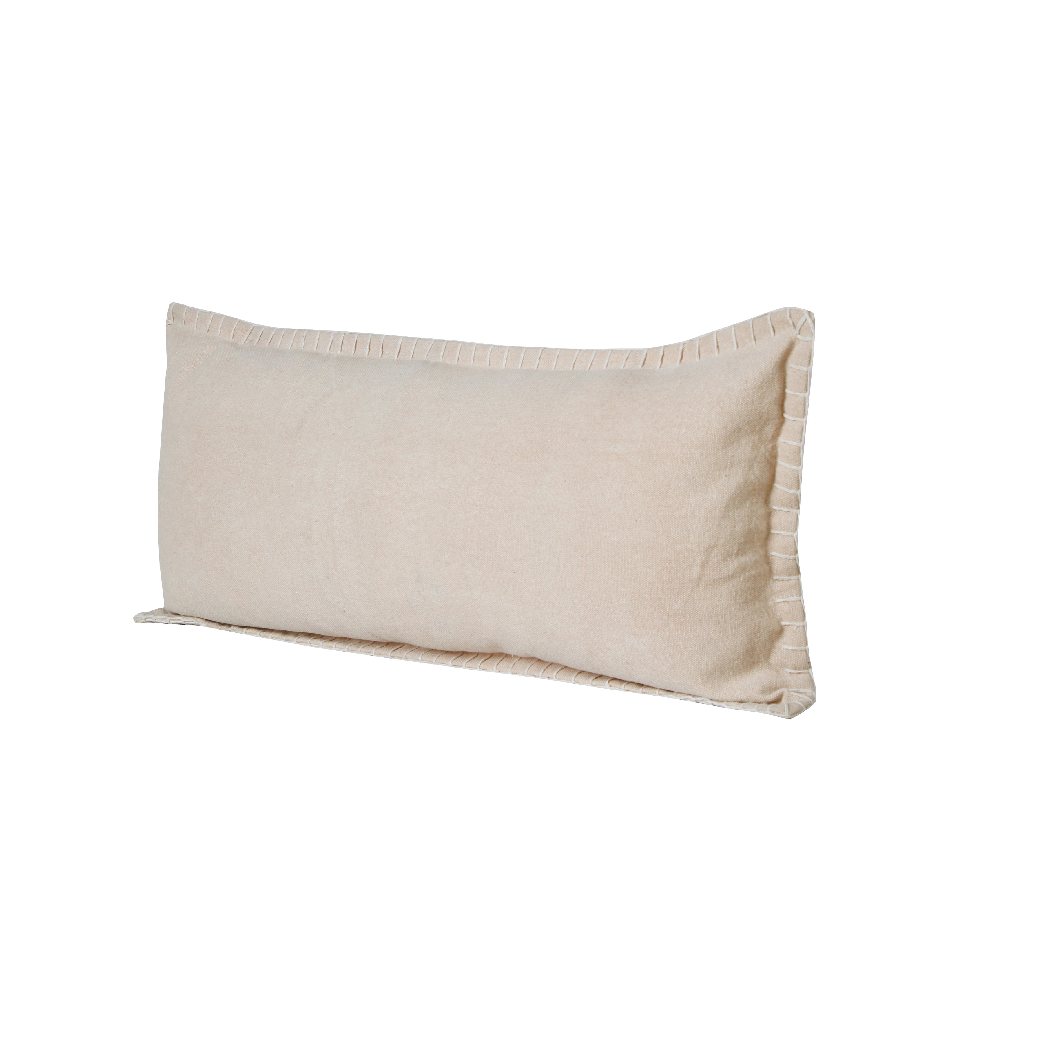 Ox Bay Wilma 14" x 36" Frappe Beige Stitch Bordered Cotton Adult Decorative Throw Pillow