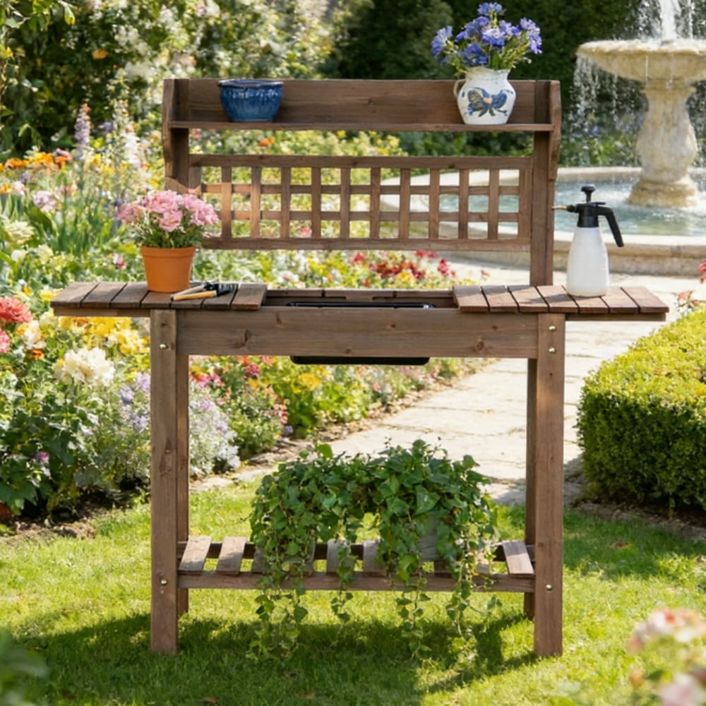 Garden Work Bench、Open Shelf Storage