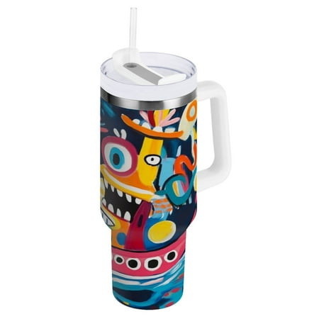

40 Oz Car Handle Water Cup 10.8x3.85 Inch Stainless Steel Water Cup With Handle Water Cup Car Water Cup Travel Coffee Cup Pink Boat