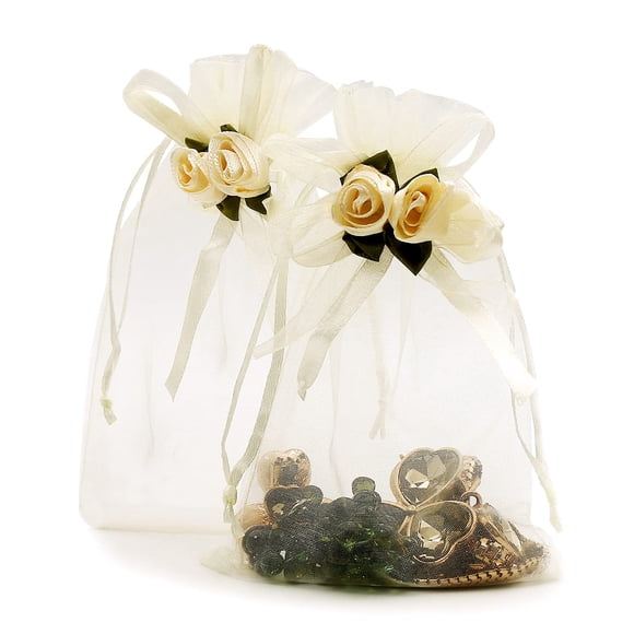 Bolsas de regalo SumDirect Rose Organza 10 x 15 cm - 50 unidades amarillas
