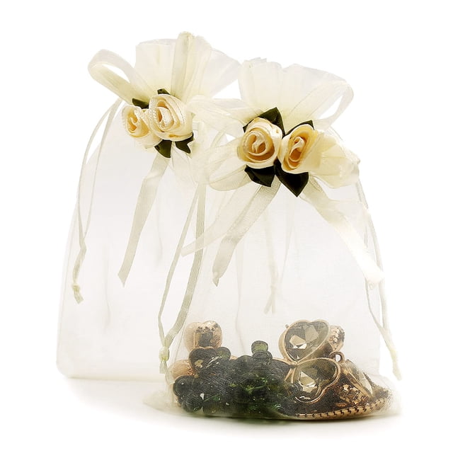 Bolsas de regalo SumDirect Rose Organza 10 x 15 cm - 50 unidades amarillas