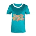 thumbnail image 4 of Edvintorg Happy Easter Shirts For Women 2024 New Summer Letter Print Round Neck Short Sleeves Top Loose Fit Basic Blouse On Clearance, 4 of 5