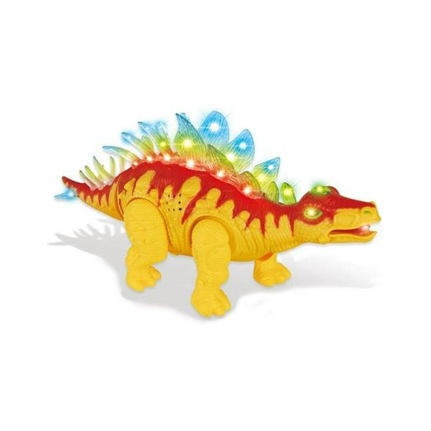AZ Import D638 Orange Marche Stegosaurus avec Clignotement & Sons Jouets de Dinosaures pour les Enfants - Orange