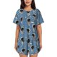 thumbnail image 1 of Fotbe Astronaut Conjunto de Pijama Estampado para Mujer, 2 Piezas, Ropa de Dormir con Camiseta de Manga Corta y Shorts Suaves-Large, 1 of 6