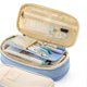 thumbnail image 2 of Stationery Bag Large Capacity Students Macaron Color Matching Canvas Pencil Bag Stationery Box Light Blue Beige, 2 of 2