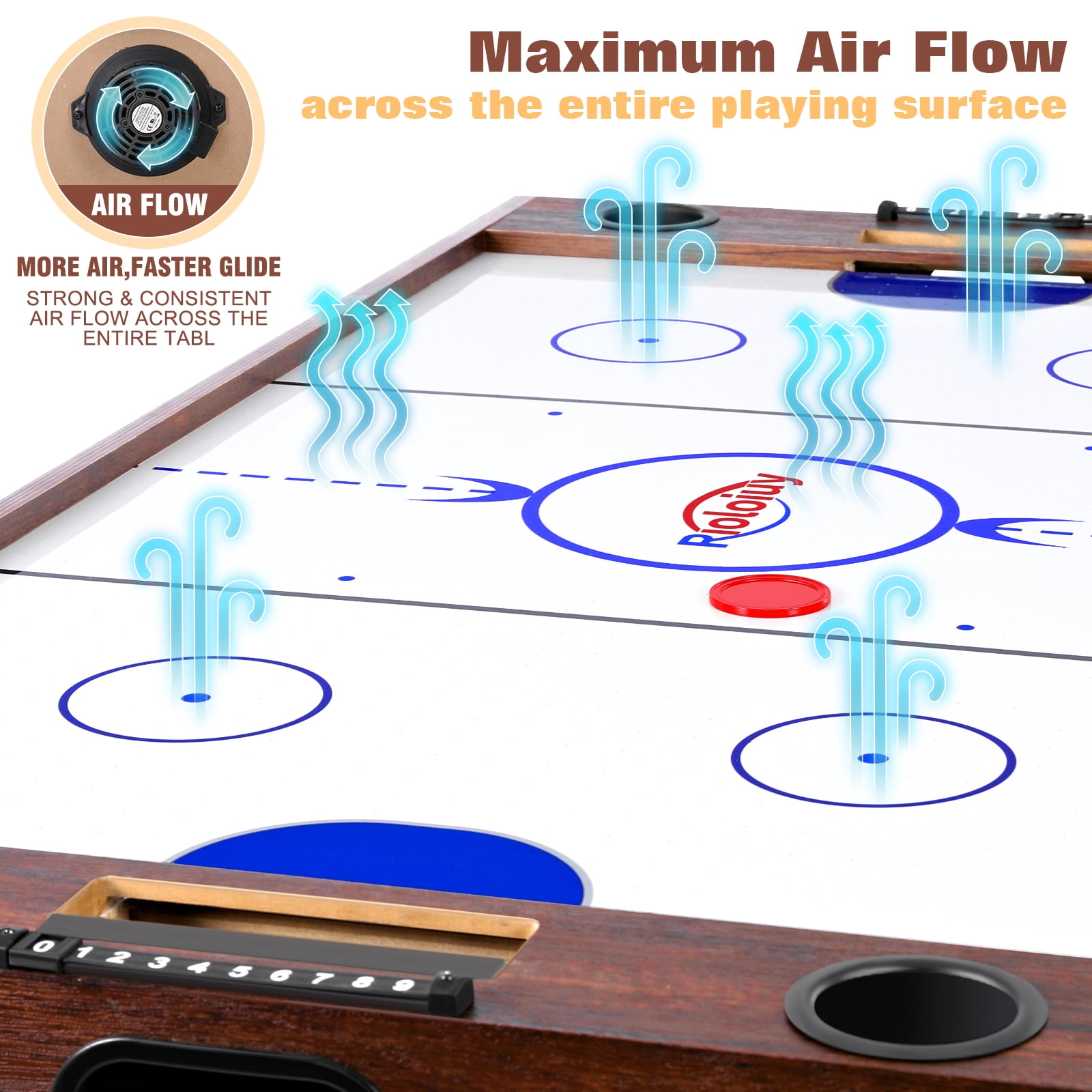 55in Combo Game Table – Electric Air Hockey, Foosball, Ping Pong & Poker, 4in1 Multi-Game Table for Home & Game Room Fun