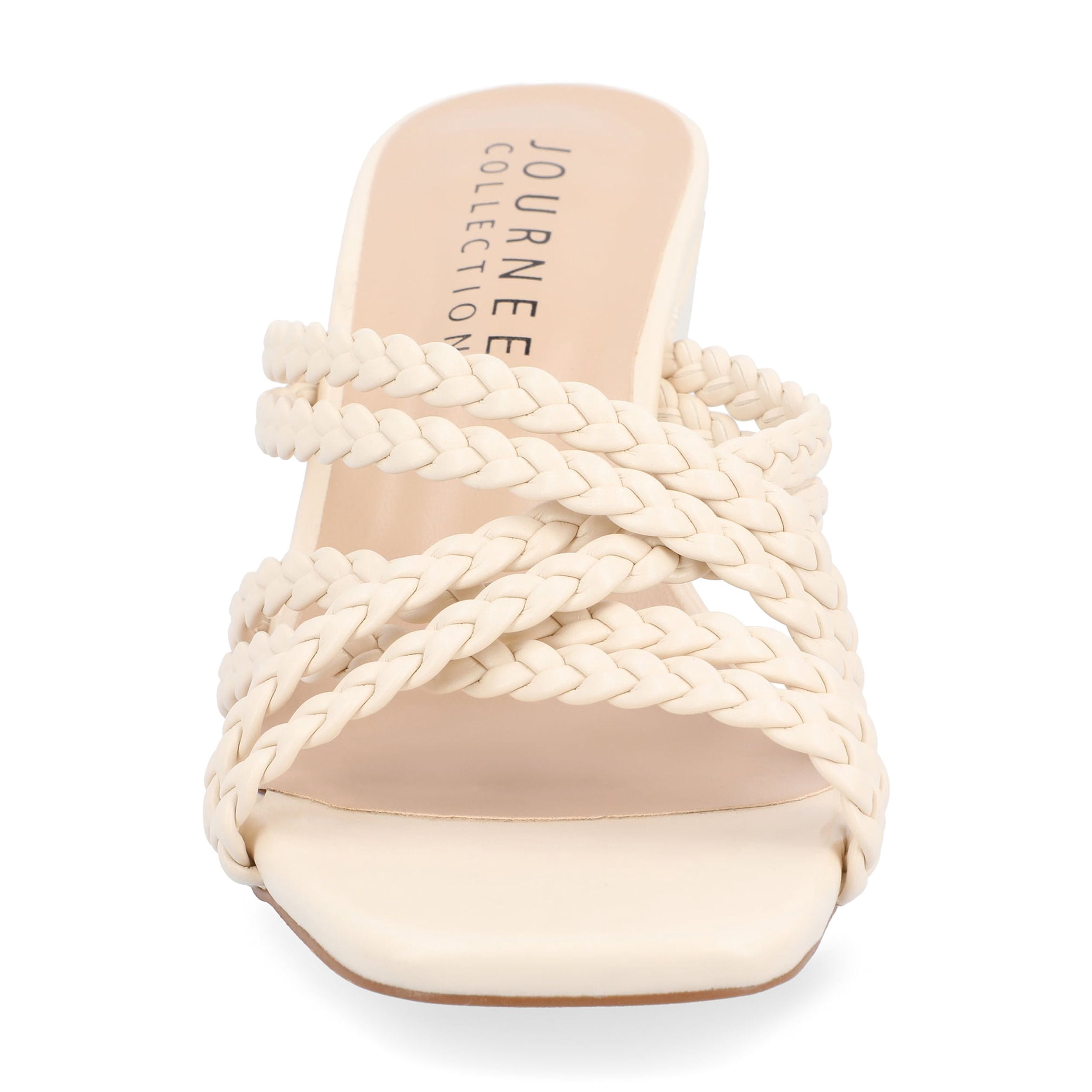 Journee Womens Baylen Braided Strap Slip On Wedge Sandals