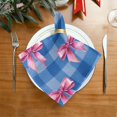 thumbnail image 2 of Cloth Napkins Set of1 100% Satin Peachskin Velvet 20x20inx1 Napkins Cloth napkins are washable Soft and Absorbent Pink Bows, 2 of 8