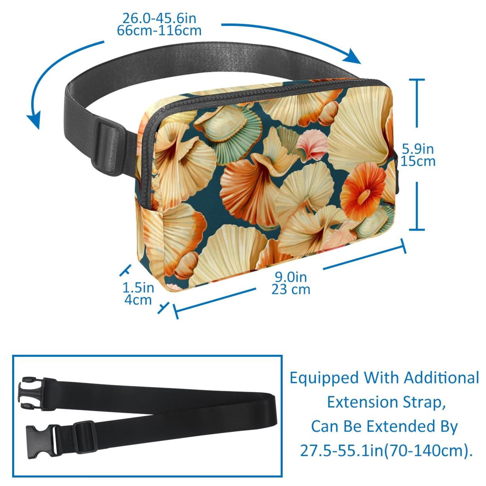 Seashell Money Belt Waist Bag Fanny Pack - Lightweight Adjustable with Extension Strap Unisex