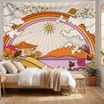 thumbnail image 3 of PBOBRIICH Boho Tapestry for Bedroom Retro  70s 60s Groovy Rainbow Tapestries Orange Tapestry Wall Hanging for Room,60Wx79L, 3 of 6