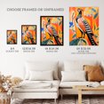 thumbnail image 3 of Autumn Pheasant Bird Portrait Vibrant Folk Art Oil Painting Orange Blue Red Patterns Unframed Wall Art Print Poster Home Decor Premium, 3 of 5