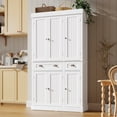 thumbnail image 3 of ChVans 72" Tall Kitchen Pantry with 4 Doors, Storage Cabinet with 1 Large Drawer 6 Hanging Shelves, Freestanding Cupboard for Dining Room Living Room, 3 of 6