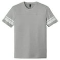 thumbnail image 5 of Yellow Rooster Men's Game T-Shirts with Stripes Printed Sleeves Heathered Nickel/White XS, 5 of 6