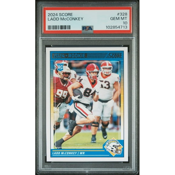 Graded 2024 Panini Score Ladd McConkey #328 Rookie RC Football Card PSA 10 Gem Mint