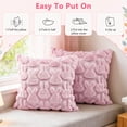 thumbnail image 5 of Easter Pillow Covers Bunny Throw Pillow Farmhouse Easter Party Favors Decorative Soft Plush Faux Fur Peeps Pillow Cases for Home Couch Room Décor 18x18 inch 2-Pack Pink, 5 of 9