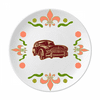 Deep Red Classic Cars Pattern Outline Flower Ceramics Plate Tableware Dinner Dish
