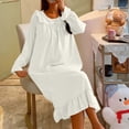 thumbnail image 4 of MYAOYI Sleepwear for Women Long Sleeve Ruffled Midi Nightgown, 4 of 7