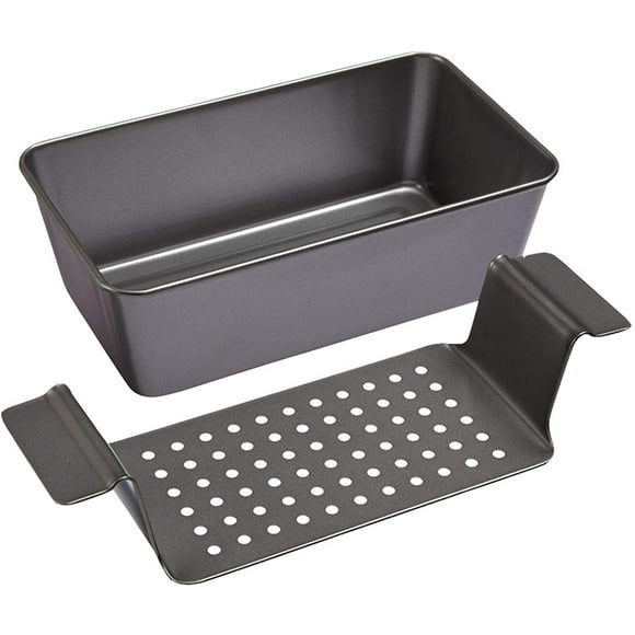 Chicago Metallic Professional Healthy Meatloaf Pan, 2-Piece Set, Gray