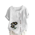 thumbnail image 1 of Vestidos Casuales Para Mujer, Blusas De Mujer De Moda Blusa informal de lino con botones y manga corta estampada para mujer, 1 of 4
