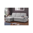 thumbnail image 3 of Ashlyn II 84"W Gray Reversible Sleeper Sofa w/ Storage USB Pocket Coil Seating, 3 of 6