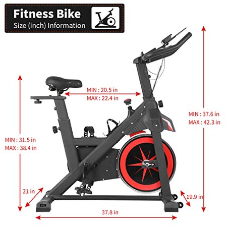 Exercise Bike Indoor Stationary Bikes for Home Gym Cardio Exercise Bikes with Comfortable Seat Cushion and LCD Monitor Workout Bike with Multi - Grips Handlebar