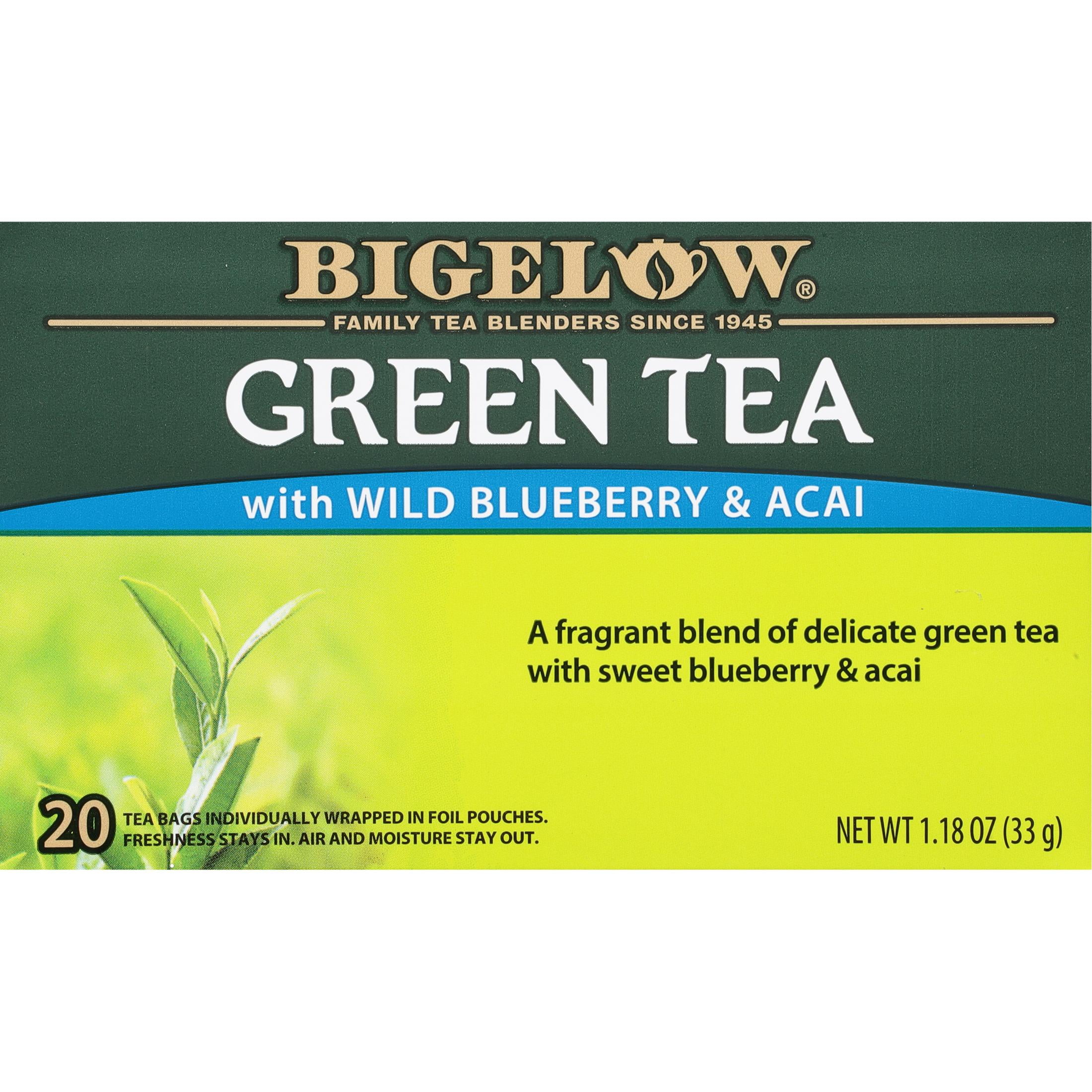 (3 pack) Bigelow Wild Blueberry and Acai, Green Tea Bags, 20 Count