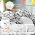 thumbnail image 2 of Cal King 4 Piece Bedding Set Black-gray Fruit Leaves on White Soft Breathable Duvet Cover and Pillowcase,Vintage Botanical Duvet Cover Set Washable Bed Sheets for Bedroom Dormitory Guest Room, 2 of 9