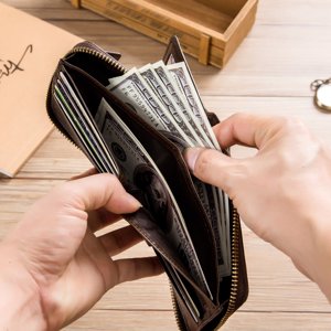 BULLCAPTAIN Leather Wallet Wallet Men Leather Zipper Wallet Leather Wallet Huiop Buzhi