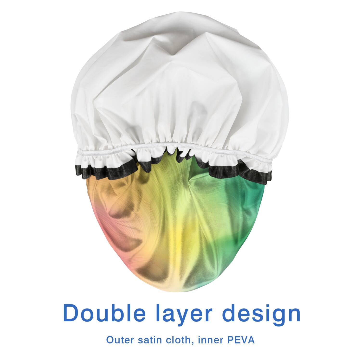 Shower Caps,Rainbow Tie Dye Swirl Pattern Waterproof Shower Cap for Women 4 Pieces,Double Reusable Hair Cover for Shower PEVA Elastic Stretch Hem
