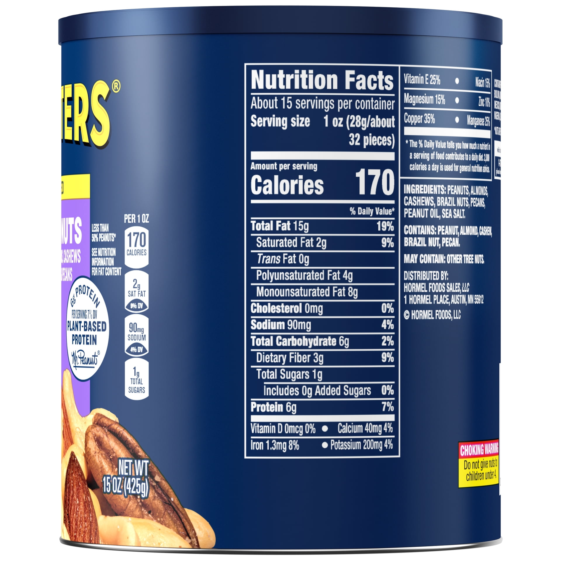 Planters mixed nuts nutrition label