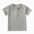 thumbnail image 4 of KPOPLK Kids Basic Shirt for 1-8 Years Summer Baby Boys Short Sleeve Solid Tee T-Shirt Size 1-2 Years,Light Gray, 4 of 6