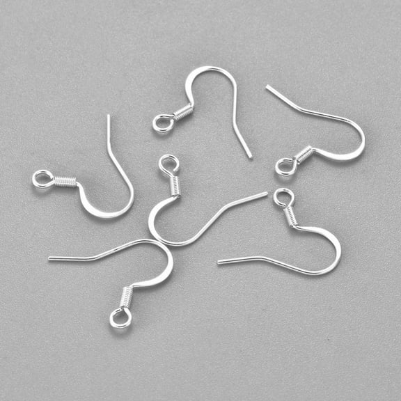 304 Stainless Steel French Earring Hooks Flat Earring Hooks Ear Wire with Horizontal Loop Silver 17~18x16x1.5mm Hole: 2mm Pin: 0.8mm