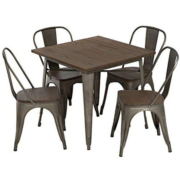 Metal Kitchen Table Set Dining, Dining Table With Metal Chairs