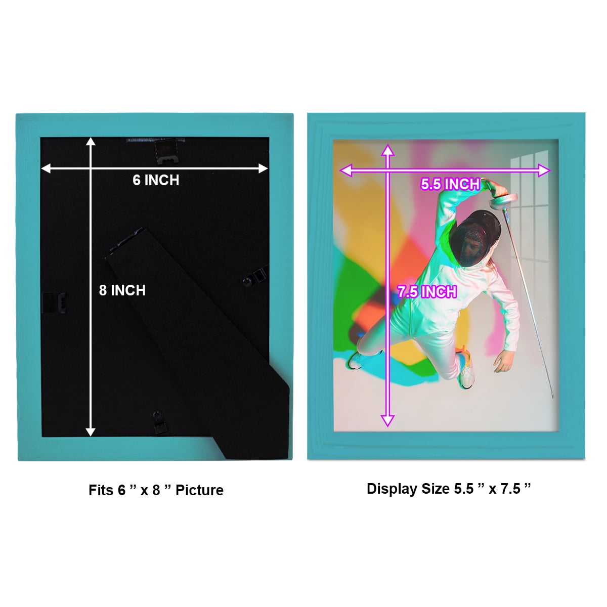 8x10 Wood Grain Picture Frame - Cyan