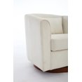 thumbnail image 6 of 360° Swivel Accent Chair, Chenille Upholstered Armchair Barrel Chair with One Waist Pillow and Wood Base, Comfy Reading Chair for Living Room Bedroom, 6 of 7
