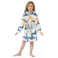 thumbnail image 6 of FORMRS Kids Bathrobe Unisex Hooded Robe Toddler Pajamas Sleepwear, Size 10-12T, Orange Hand Drawn Sailboats, 6 of 7
