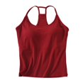 thumbnail image 2 of Ladies Sleeveless Camisoles Detachable Feature Adjustable Thin Straps Light Stretchy Shirts for Casual Shopping Resting Sports Lightweight Sleeveless Tanks (Wine,L), 2 of 8