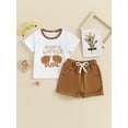 thumbnail image 2 of Suealasg 2Pcs Baby Boys Clothes Short Sleeve Letter Print T-Shirt Tops + Elastic Waist Shorts Set 6M 1T 2T 3T Toddler Summer Outfits, 2 of 7
